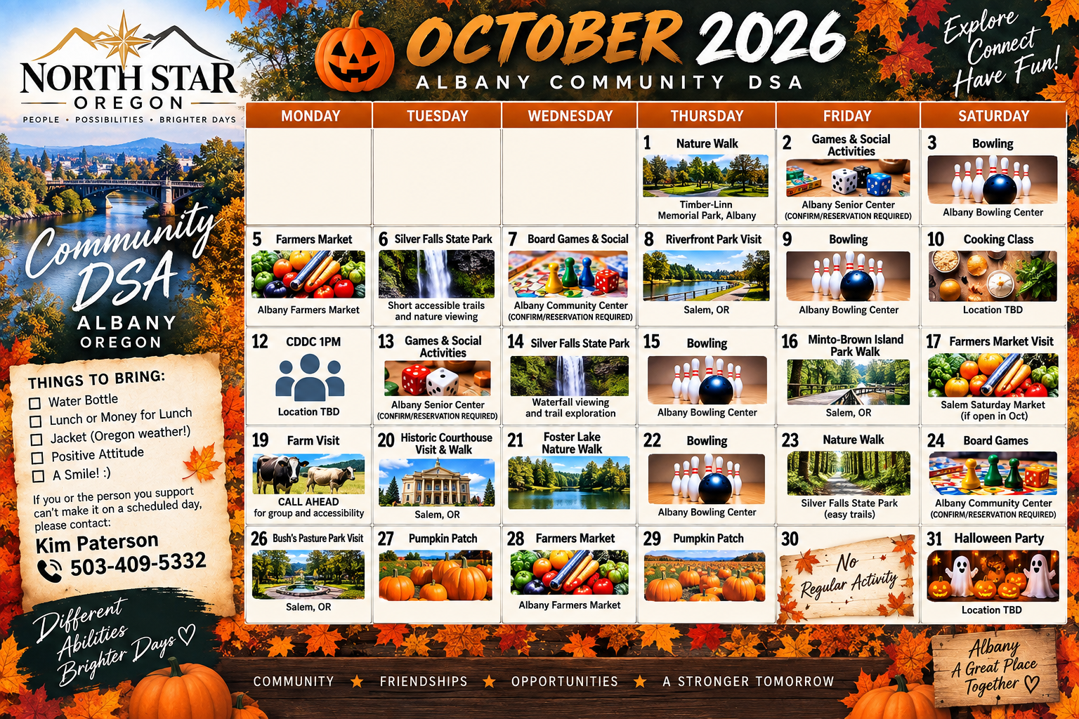 October 2026 calendar for Albany DSA