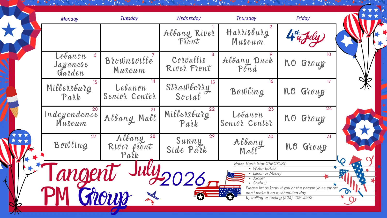 July 2026 calendar for Tangent PM DSA group